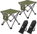 Opliy Camping Stool 2 Pack,Portable Folding Stool for Outdoor Gardening and Beach Hiking Fishing,Foot Stool with Carry Bag (Green)