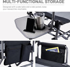 EVER ADVANCED Camping Directors' Chair with Side Table, Portable Folding with Compact Size, Heavy Duty Lawn Chair with Pocket for Camping, Lawn, Sports and Fishing, 400lbs, Black