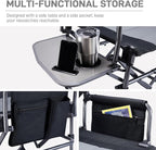 EVER ADVANCED Camping Directors' Chair with Side Table, Portable Folding with Compact Size, Heavy Duty Lawn Chair with Pocket for Camping, Lawn, Sports and Fishing, 400lbs, Black 2 Pack