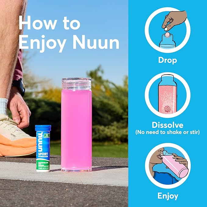 Nuun Sport Electrolyte Tablets with Magnesium, Calcium, Potassium, Chloride & Sodium, Gluten Free & Vegan, Fruit Punch, 8 Pack (80 Servings Total)