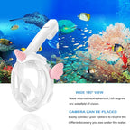 Kids Snorkel Mask, Full Face Snorkel Mask for Kids 4-16, 180 HD View Anti-Fog Anti-Leak Snorkel Mask for Kids Snorkel Set Snorkeling Gear for Kids