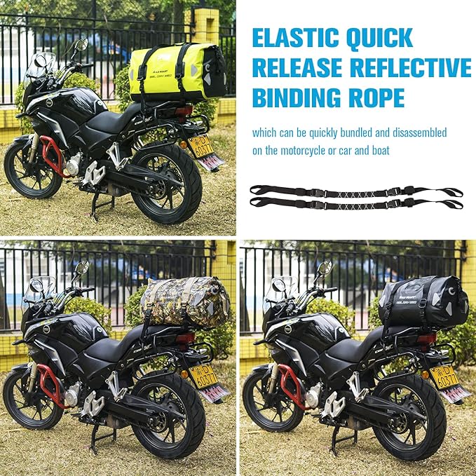 WILD HEART Waterproof Motorcycle Duffel Bag PVC500D Double-bottom With Rope Straps and Inner Pocket 40L 66L 100L for Kayaking, Camping, Boating,Motorcycle