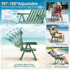 Suteck Backpack Beach Chair for Adults - 6-Position Folding Reclining Chair with Cooler Bag & Cup Holder, Lightweight Portable Beach Chair for Camping, Outdoor, Sand, Travel Use