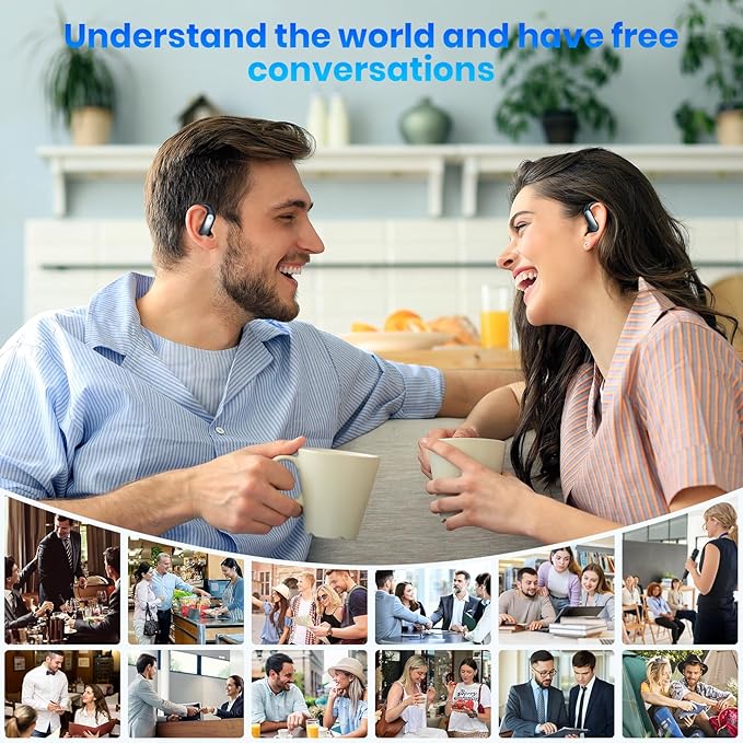 AI Translation Earbuds Real Time: OWS 3 in 1 Translator Earbuds for iOS & Android, Supporting 144 Languages with 60-Hour Battery Translator Headphones for Travel Business Meetings & Learning