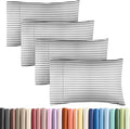 Pillowcases - Ultra Soft Hotel Quality Pillowcase Covers - Comfy, Cozy & Wrinkle Free - Shrinkage and Fade Resistant - Machine Washable Pillow Protectors - (King, Grey Stripes 2, 4 Piece Set)