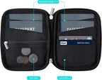 WALNEW Passport Holder Family for 4, RFID Blocking Travel Wallet Women Men, Lightweight Zipper Document Organizer Pouch Bag Credit Cards Case Cover for Travelling, Black | Family for 4, RFID Blocking, Lightweight, Zipper, Document Organizer, Pouch Bag