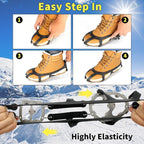 Ice Cleats, Upgraded Snow Grips 18 Stainless Steel Spikes Crampons, Strong Traction Anti-Slip, Walking Hiking on Ice & Snow Ground, Mountain Climbing, for Shoes Boots