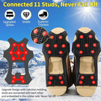 Non-Slip Ice Cleats Snow Grips, Strong Traction Crampons 11 Steel Studs, for Shoes and Boots, Snow Ice Walking