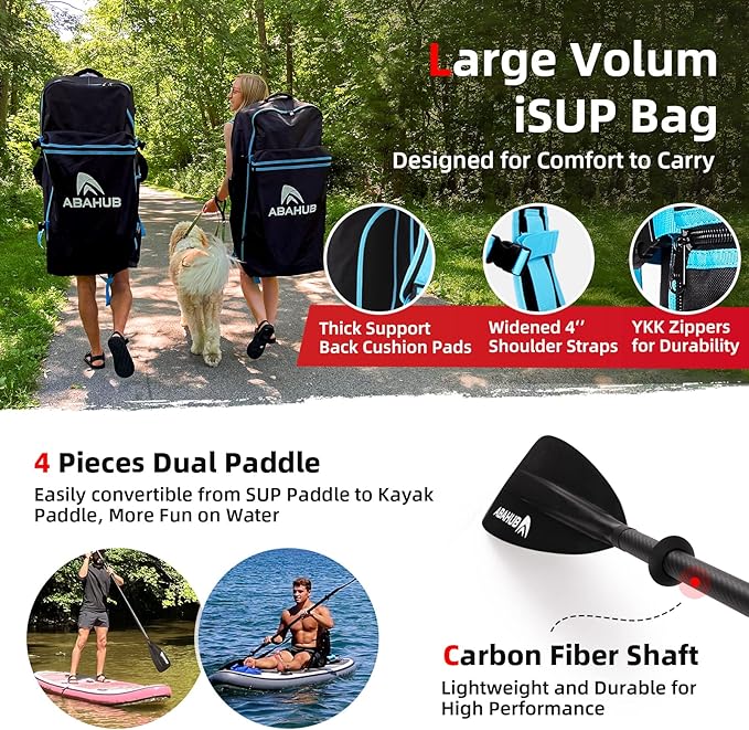 Abahub Inflatable SUP, Wide 10'6" x 31"/34" x 10'6" iSUP, Blue Standup Paddleboard with Adjustable SUP Kayak Paddle, for Yoga, Paddle Board, Kayaking, Surf, Canoe, Fishing