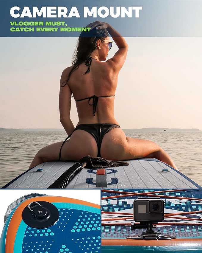 MOUSA 11'6“x35 Extra Wide Inflatable Stand Up Paddle Board, Stable Long SUP for 2 People/Family, Shoulder Strap, 3/5 Handles, 100L Backpack, All-Round Sup Board, Removeable Fin