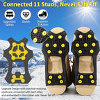 Non-Slip Ice Cleats Snow Grips, Strong Traction Crampons 11 Steel Studs, for Shoes and Boots, Snow Ice Walking