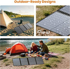 100W Portable Solar Panel for Power Station, Foldable Monocrystalline Solar Charger with QC3.0 USB-A & USB-C, 24% High Efficiency, IP67 Waterproof - Compatible with Camping, RV, Emergency Blackout