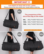 80L EXTRA LARGE Duffle Bag for Travel, 26" Foldable Travel Duffel Bag with Shoe Compartment for Men Women, Waterproof & Tear Resistant (Black, EXTRA LARGE, 80L)