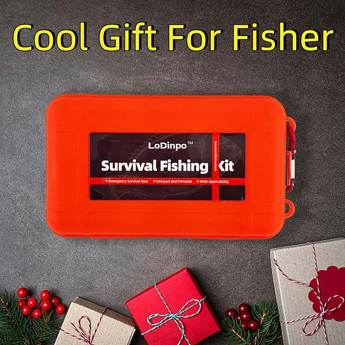 Mini Survival Fishing Kit Small Emergency Fishing TackleBox Pocket Outdoor Fishing Set Travel Party Fishing shoebox Surf Survivalist Fishing Accessories Pack Fishing Gear Gifts for Starter Men