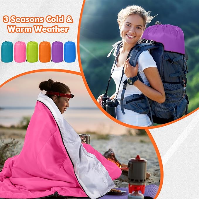 Macarrie 6 Pack Camping Sleeping Bags Bulk for Adults, 4 Season Cold Weather Sleeping Bag with Compression Sack Lightweight Waterproof Essential Gear for Backpacking Hiking Travel
