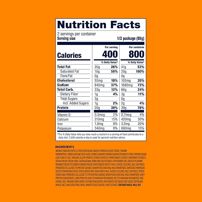 BIGHORN Mountain Food Rich & Creamy Pasta Carbonara - premium freeze dried meals for backpacking food - dehydrated camping food for backpacking meals - 2 servings