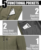 33,000ft Men's Softshell Jacket with Hood Waterproof Windbreaker Lightweight Rain Shell Jacket for Outdoor Hiking Travel