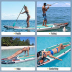 Inflatable Paddle Boards for Adults and Youth, 11'x33 Wood Grain Stand Up Paddle Board with SUP Accessories, Portable Inflatable Paddleboard for All Skill Levels,Blow Up Paddle Board as Present