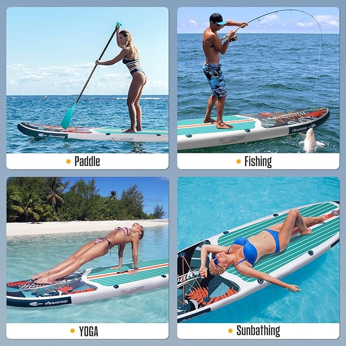Inflatable Paddle Boards for Adults and Youth, 11'x33 Wood Grain Stand Up Paddle Board with SUP Accessories, Portable Inflatable Paddleboard for All Skill Levels,Blow Up Paddle Board as Present
