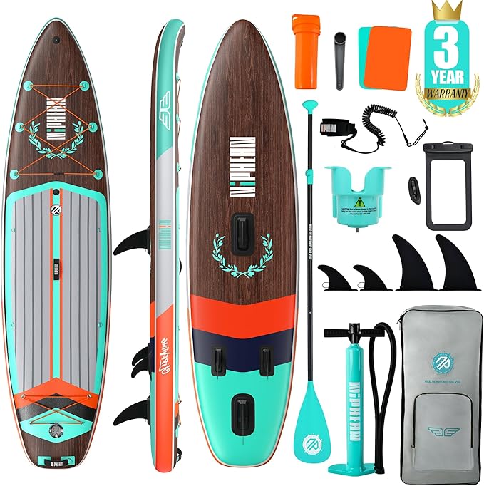 Niphean (Extra Large) Inflatable Paddle Board, SUP for 2+1 People/Family, Stand Up Paddle Board with (Beginner Friendly) StabilTrac Fin, Waterproof Phone Pouch, Paddle Boards for Adults, Gift Ideas