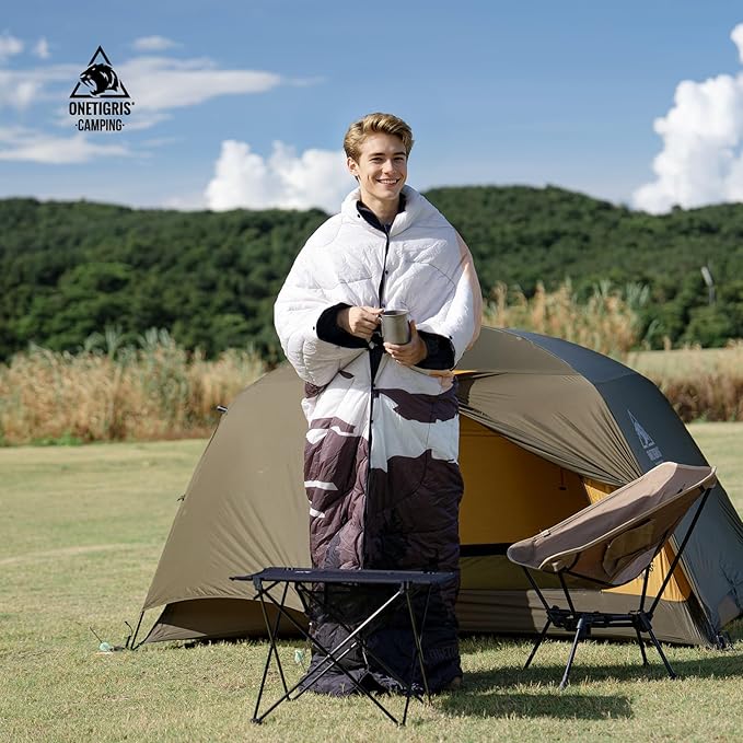 ONETIGRIS Camping Blanket,Wearable Outdoor Quilt with Recycled Thermal Insulation, Convertible to Sleeping Bag, Lightweight & Portable Travel Blanket for Camping &Hiking