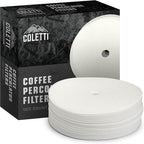 COLETTI Percolator Coffee Filters — Disc Coffee Filters For Percolators – For Bozeman, Butte, & Scoutmaster Camping Coffee Makers – Perfectly Tasteless, Mesh Filter [100 pack, Paper, 3.75”]
