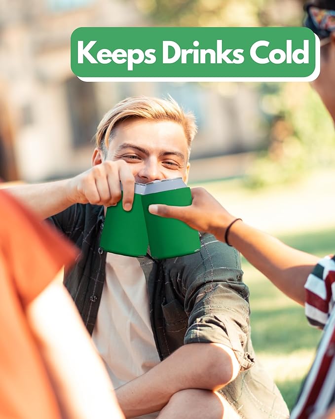 PartyPrints 1000 Pack Emerald Blank Can Cooler Sleeves, Customizable Bulk Can Coolers, Extra-Thick Collapsible Drink Insulator Sleeve, Beer Can Coolers for Party Beverages