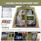 Camping Shower Tent Deluxe Changing Room Easy Set Up Privacy Shelter,Large Toilet Tent with Floor Drain Design for Beach, Camping,Hiking with Stakes and Ropes for Stability