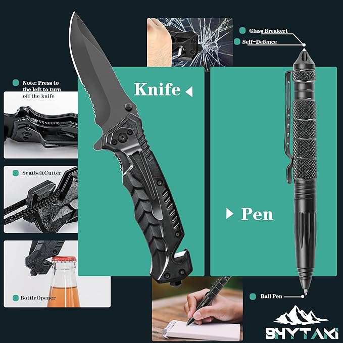 Survival Kits 37 in 1, Gifts for Men Dad Husband Valentine's Day, Emergency Survival Gear and Equipment, Camping Hiking Outdoor Adventure Cool Gadgets, Stocking Stuffers