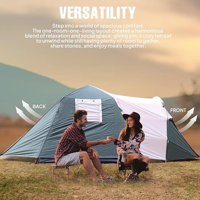 Chihee Camping Tent 2-3 Person Pop Up with Hydraulic Structure Family Tents Waterproof Windproof Outdoor Shelter Travelling Spacious One-Room Layout Quick Setup Durable Fiberglass & Aluminum Frame