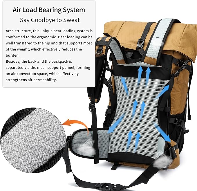 Hiking Backpack,30L +10L Extra Large Capacity Hiking Bag,Internal Frame Camping Backpack,Upgraded X-PAC Lightweight Sport Daypack Travel Backpacks Fit For Mountain Climbing Camping (Brown)