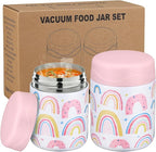12oz 2 Pack Insulated Food Jar Set for Kids Soup Thermo Hot Food Lunch Container Wide Mouth Leak Proof Stainless Steel Vacuum Bento Box for School Office Travel Outdoors