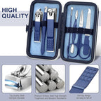 Aceoce Travel Manicure Set Mens Grooming Kit Stainless Steel Nail Clippers Nail Care Tool with Luxurious Travel Case Manicure Pedicure Set Professional Personal Care Gift for Men Family Friends