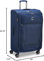 DELSEY PARIS Helium DLX Softside Expandable Luggage with Spinner Wheels, Navy Blue, Checked-Large 29 Inch