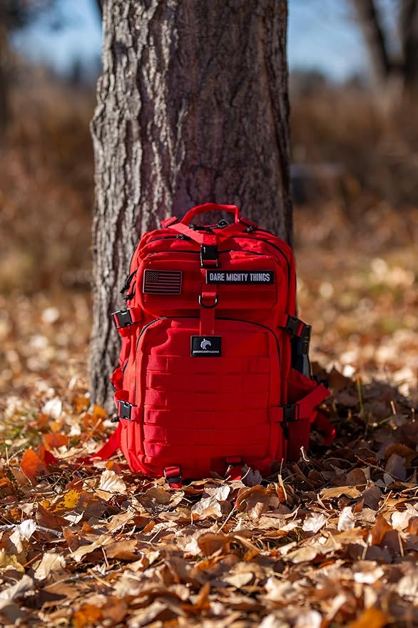 AMERICANPHOENIX 45L Elite Tactical Backpack | 3X Stronger Work & Military Backpack | Water Resistant and Heavy Duty | 3 Day MOLLE Bug Out Bag (Scarlet Sage)
