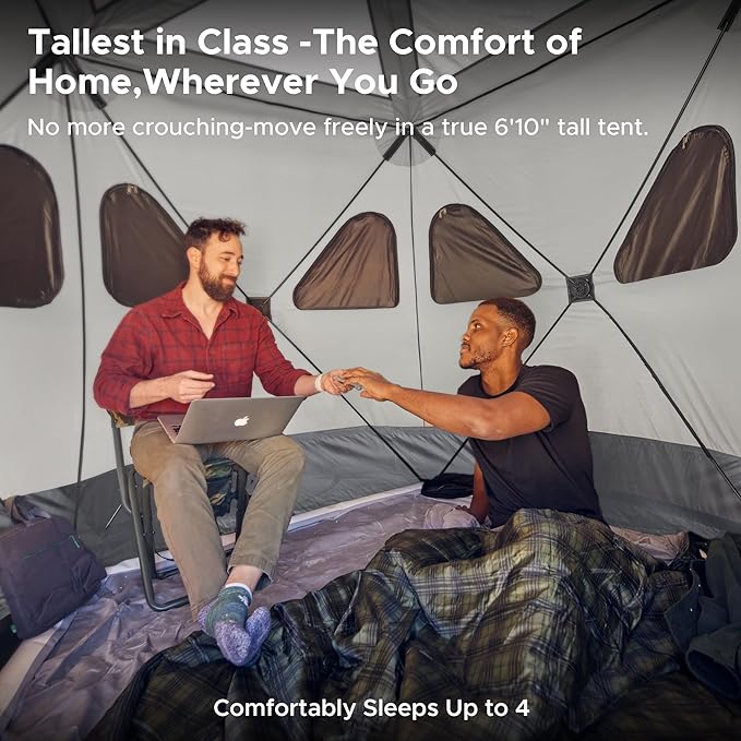 Space Acacia Lite Camping Tent | 2/3/4/8 Person Pop Up Tents for Camping | Lightweight & Durable Beach Tent | Level 7 Wind Resistance, UPF 50+ | Quick Setup for Camping & Backyard