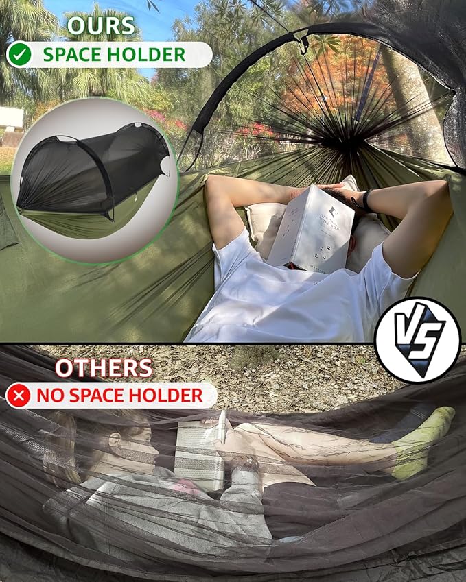 ADVOKAIR Camping Hammock with Mosquito Net Up to 500lbs, Ultralight and Portable Nylon Travel Hanging Hammock with Tree Straps, Perfect for Outside, Backpacking, Hiking and Backyard