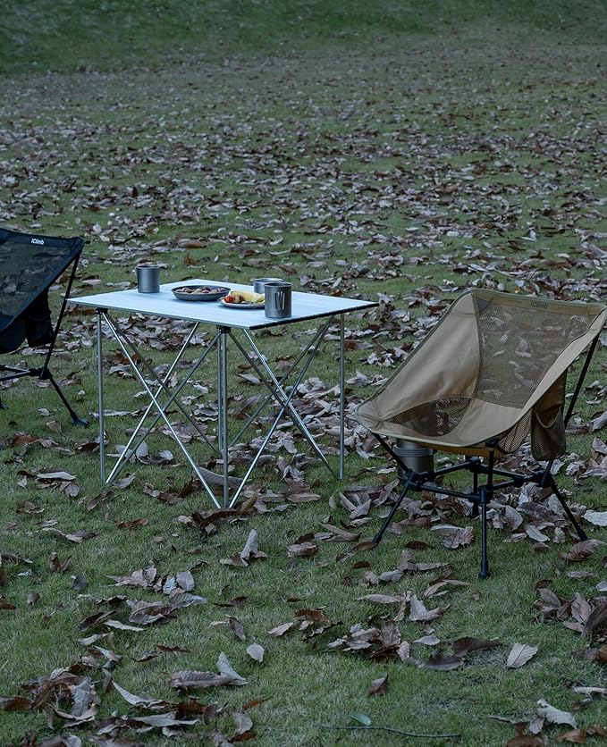 iClimb Ultralight Compact Camping Folding Table with Carry Bag (Reinforced Silver - XL)