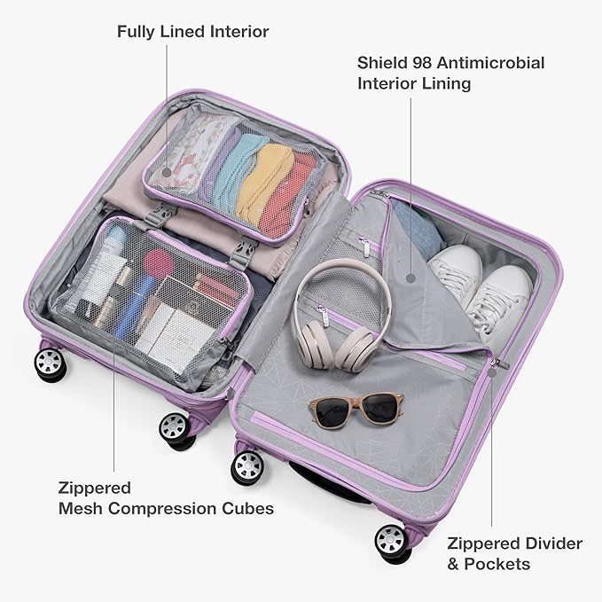 Traveler's Choice Pagosa Hardshell Expandable Luggage with Spinner Wheels, Lavender, 26-Inch Medium