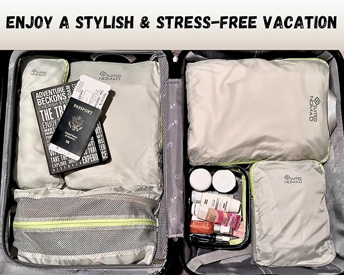 6 Set/3 Set Ultralight Compression Packing Cubes, Suitcase and Backpack Travel Organizer Bags