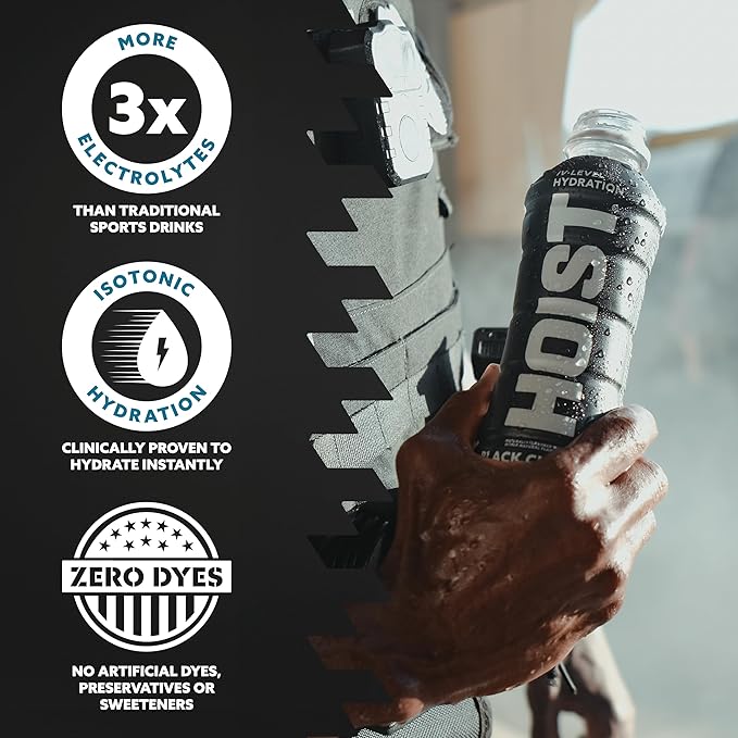 HOIST Premium Military Hydration Electrolyte Drink, Powerful IV-Level Hydration, Clinically Proven Performance Drink, Black Cherry, 16 Fl Oz (Pack of 12)