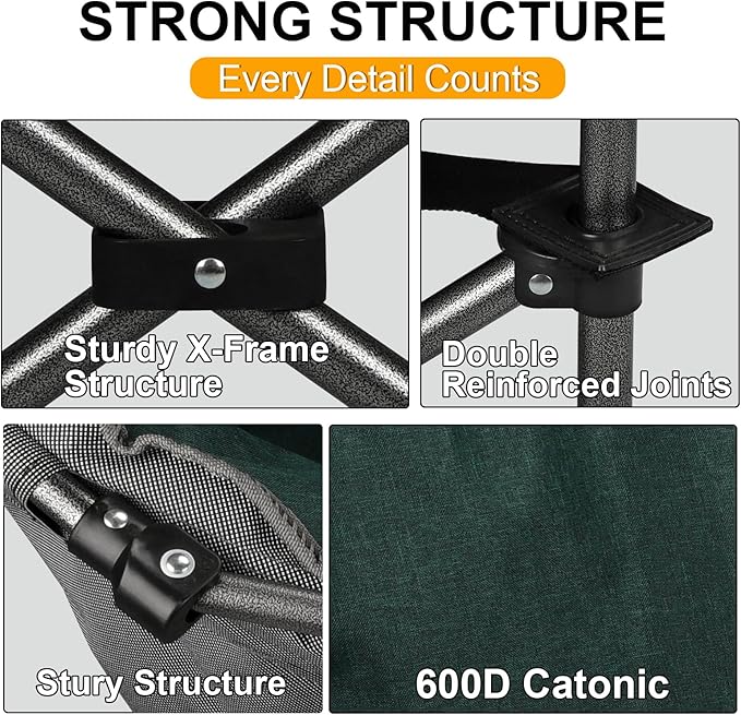 Colorsoul Oversized Heated Camping Chairs Heavy Duty, Fully Thick Padded Heated Chairs for Outdoor Sports, Heated Folding Chair for Adults Support 450lbs, 3 Heat Levels, Battery NOT Included