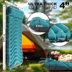 Sleeping Pad with Pillow, Self Inflating Extra-Thick, Ultralight Sleeping Mat, Built-in Pump, Ultimate for Camping, Hiking, Traveling, Airpad, Carry Bag, Compact & Lightweight Air Mattress (Peacock)