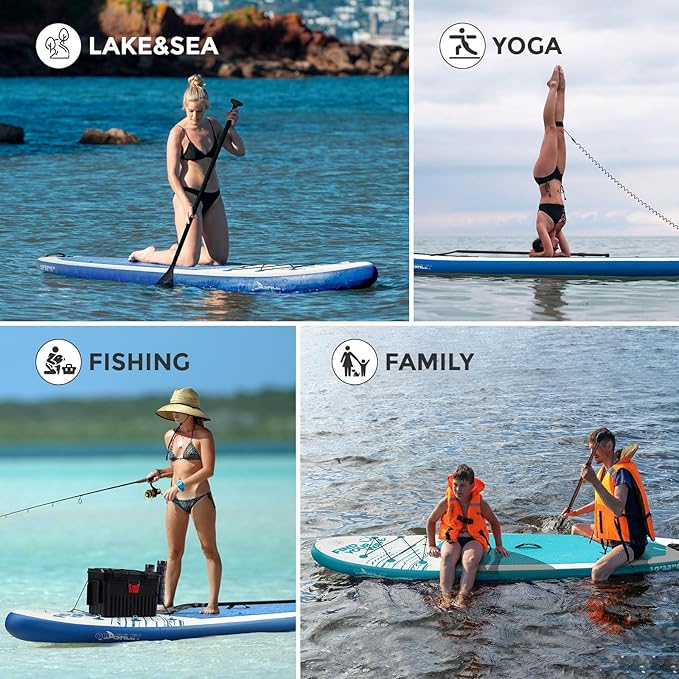 Quashley Inflatable Stand Up Paddle Board,10-11ft Inflatable Paddleboards 32/34 Inch Wide,All Around SUP for Beginners with Lightweight Paddle,Hand Pump,Backpack,Leash,Durable & Portable iSUP Board