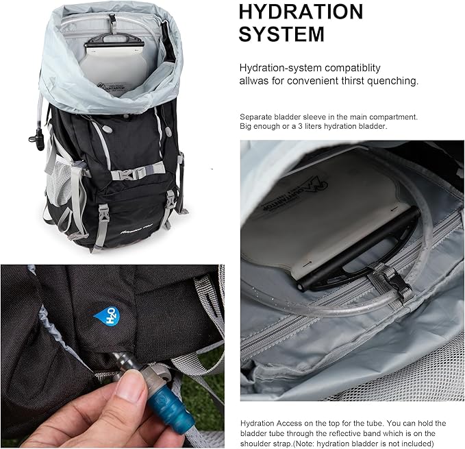 MOUNTAINTOP 70L Internal Frame Backpack Camping Backpacking Hiking Backpack for Men Women with Rain Cover