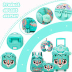 Kids Carry On Luggage with Wheels Softside Kids Suitcase for Girls Airline Approved & Girls Multi-function Carry Bag 4pcs Set
