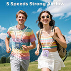 AMACOOL Portable Waist Fan Clip On, MAX 40H Work Time, 10000mAh Rechargeable Wearable Shirt Fan with Light, 16000RPM Powerful 5 Speed Belt Fans Personal Cooling Fans for Outdoor Jobsite Camping Travel