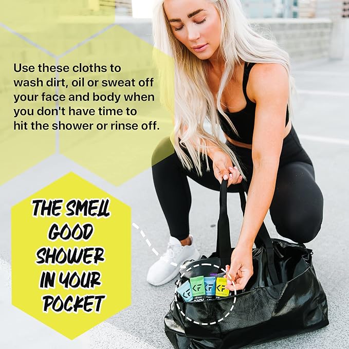 Body Cleansing Wipes - Original Biodegradable Natural Disposable Wipes, Individually Wrapped for the Gym, Workout, Hiking, Travel, and Sport, Citrus 12-Count…