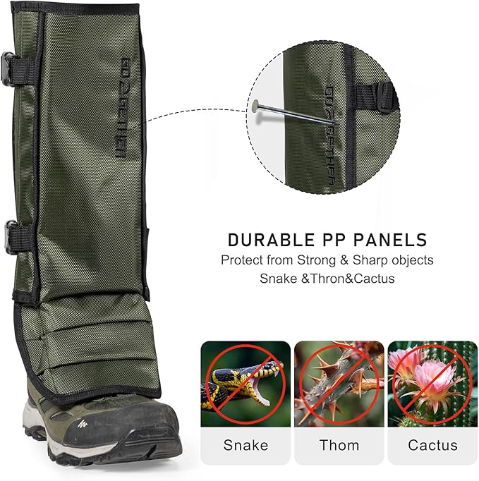 Snake Gaiter, Gaiters for Hunting, Waterproof Snake Chap for Men and Women,Shoe Boot Leg Gaiter with Adjustable Size