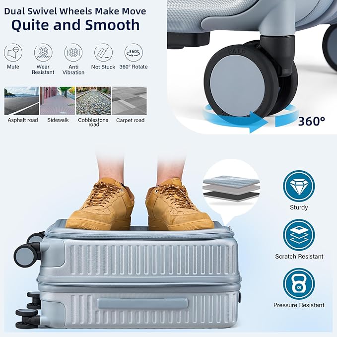 Hard Shell Suitcases 28 Inch Large Checked Luggage with Spinner Wheels Cup Holder, Expandable Check in Luggage Lightweight Top Opening Luggage Big Rolling Suitcase with Lock, Silver